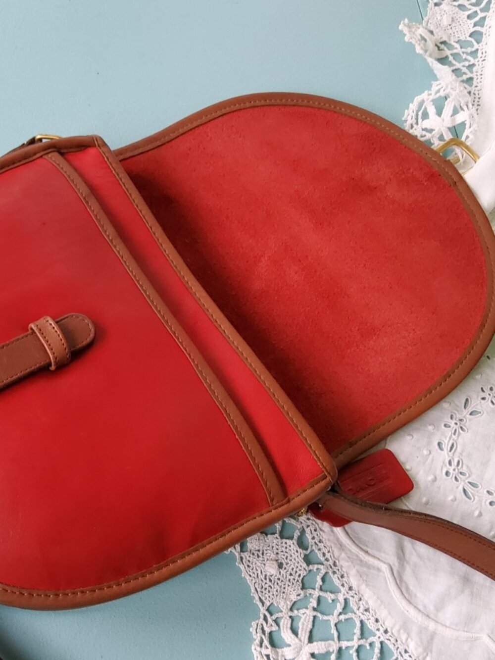 Vintage Coach Riding Spectator Crossbody in Red and Tan 6851 + Bag - Picture 9 of 13